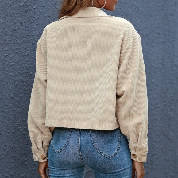 Corduroy trucker jacket shacket button up pocket - Picture 2 of 12